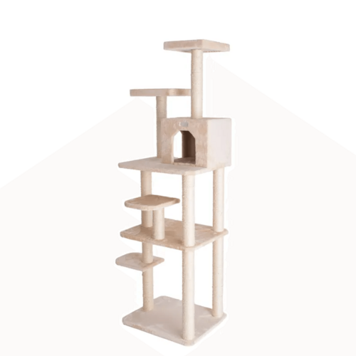GleePet 74-Inch Beige Multi-Level Cat Tree with Perches and Condo