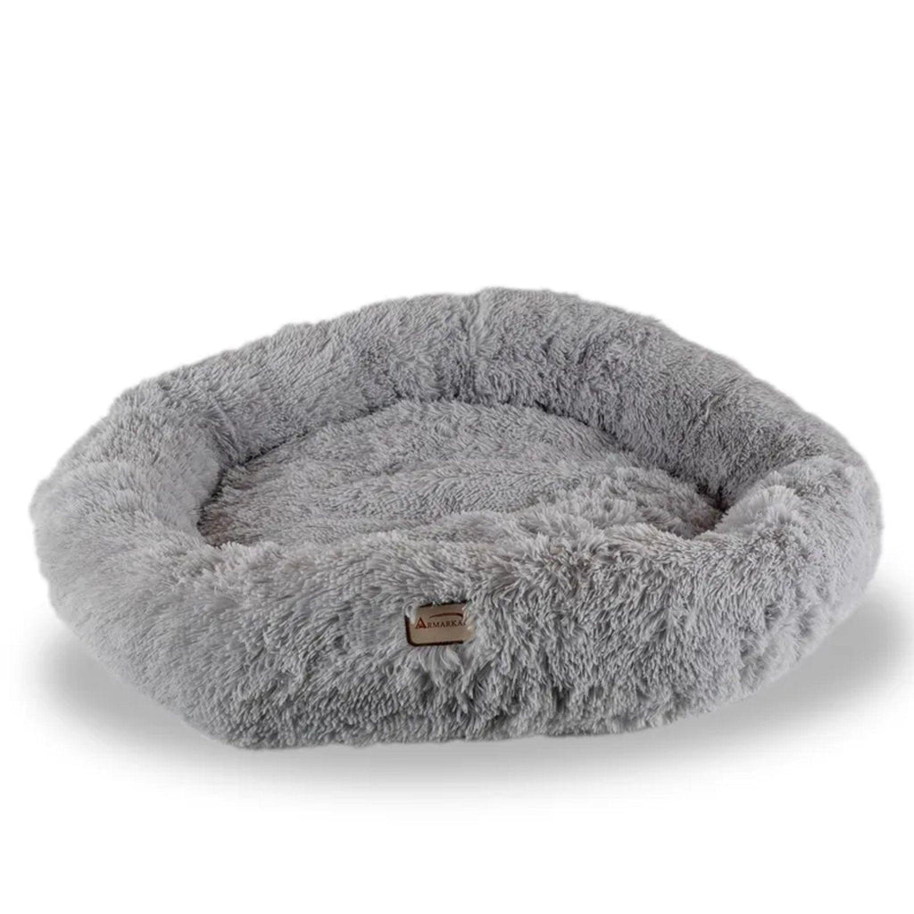 Armarkat Extra Large Light Gray Fluffy Round Cat Bed